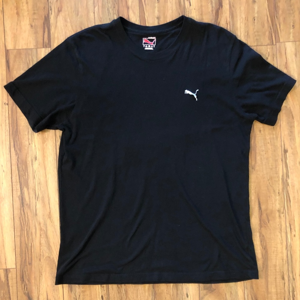 Puma Logo Embroidered T Shirt - Black - Mens Large